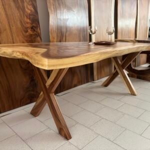 Gambe a Forma di X in Legno di Acacia
