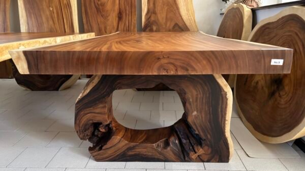 Tavolo in legno massello con gambe tronco d'albero J09 L250cm - immagine 2