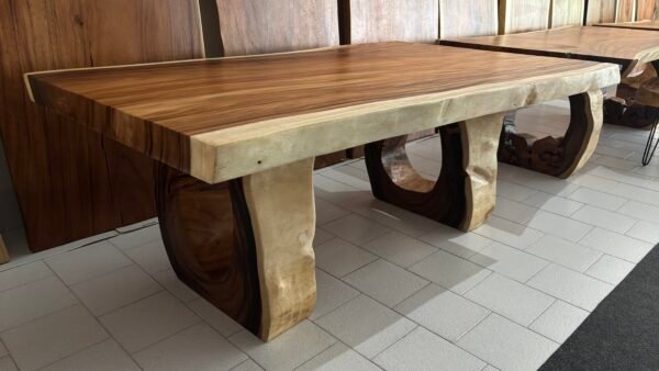 Tavolo in legno massello con gambe tronco d'albero J14 L200cm - immagine 2